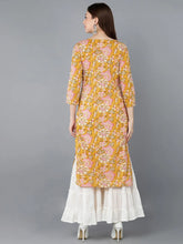 Women Mustard Cotton Floral Printed